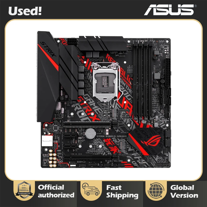 Motherboard ASUS ROG STRIX B360-G GAMING Mendukung Aura Sync RGB LED Header Dual M.2 SATA6Gbps HDMI dan DVI Motherboard