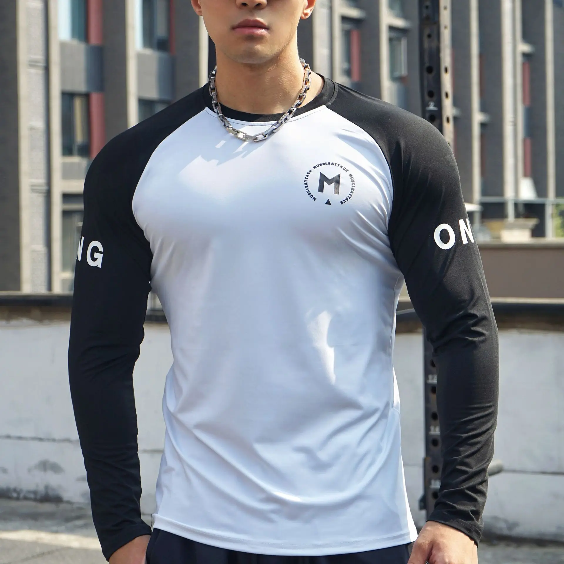NEUE Sport Halbdichte Fitness Kurzarm männer Basketball Herbst Running Training Farbe-abgestimmt Ärmel Elastische Sport T-shirt