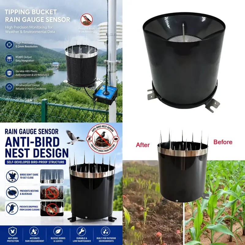 RS485 4G WIFI output high precision 0.2mm pulse anti-interference meteorological grade tipping bucket rain gauge sensor