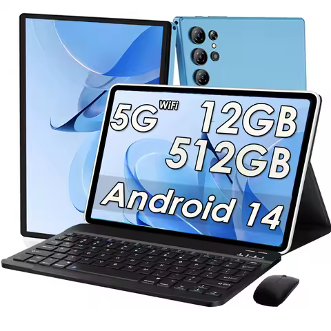 2025 Tablet 10 Inch Android 14 Tablets with Keyboard 12GB RAM 512GB ROM 7000mAh Battery 5G Wifi Bluetooth HD IPS Display