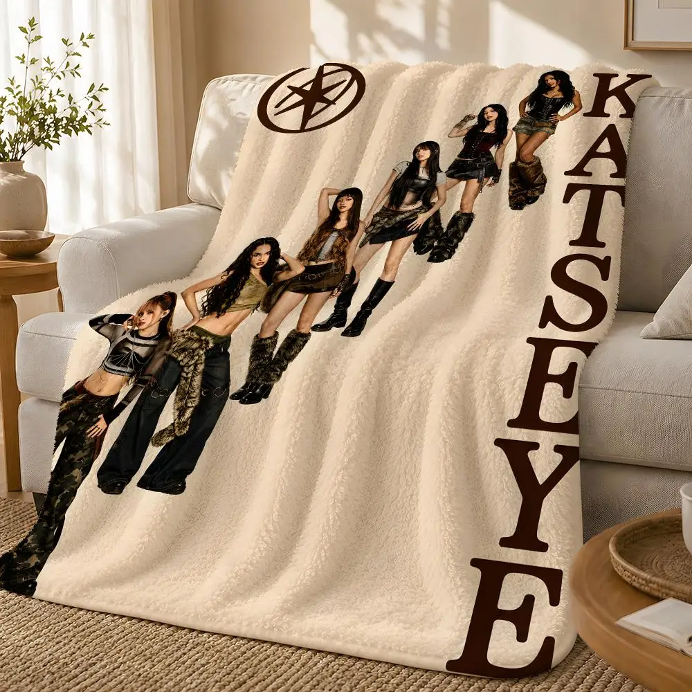K-KATSEYE Throw 1pc Flannel Blanket Soft Lightweight Warm Cozy For Bedroom Sofa Bed