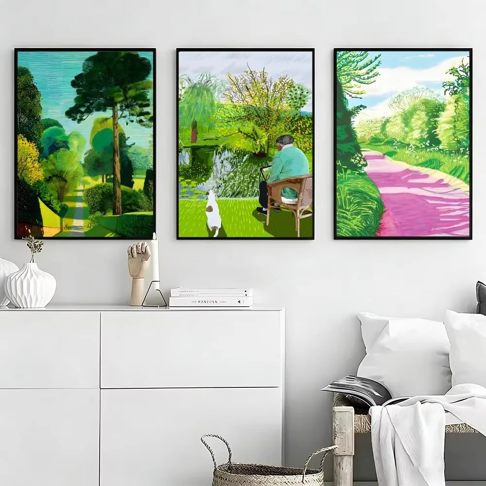 Fresh Bright Tone Garden Pond Painter And Dog Oil Painting By Numbers Frameless Canvas Wall Art Living Room Ornament
