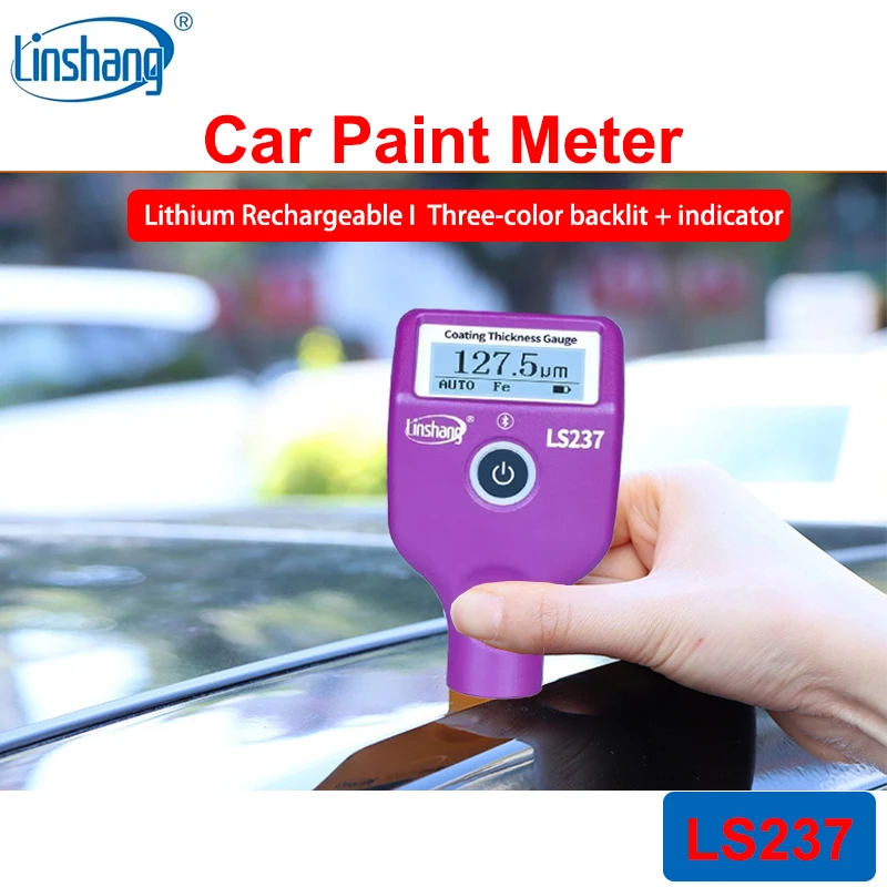 LS237 Car Paint Thickness Gauge Three Color and Rotatable Screen Type-C Charge for Checking Auto Coating Identify Ferrous Putty
