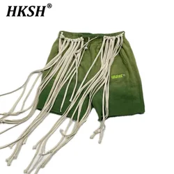 HKSH Men's Tide Punk Pure Cotton Looped Shorts Tie Dyed Gradient Fashion Chic Capris High Street Vintage Drawstring Pants HK1580