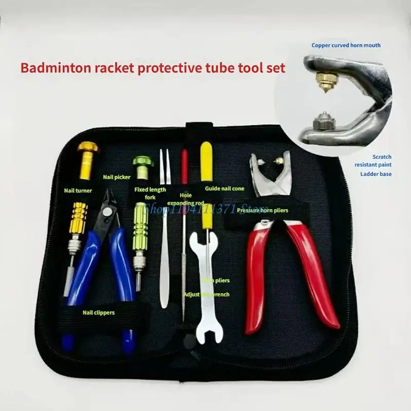 Comprehensive Badminton Racket Grommet Installation Tools Set Including Various Instruments for Efficient Repair