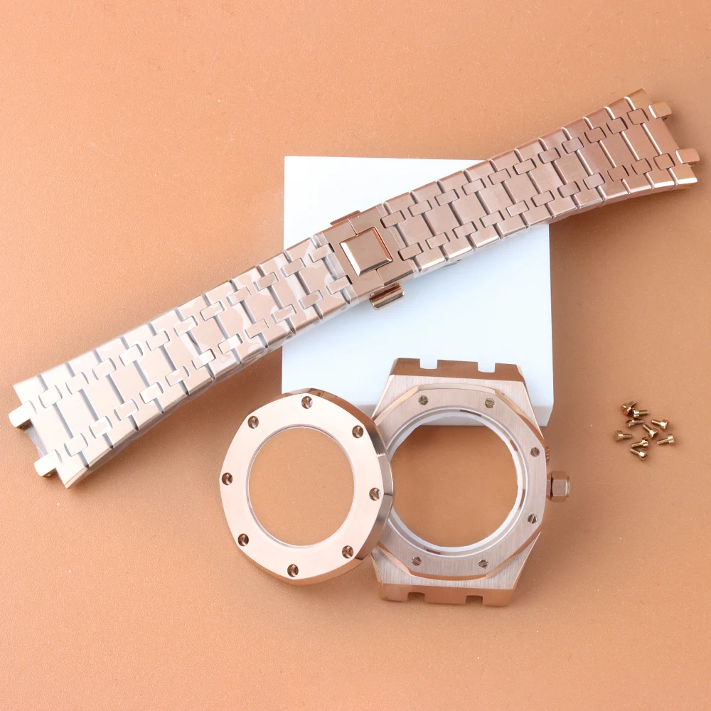 41 مللي متر NH35 ساعة حافظة سوار الفولاذ المقاوم للصدأ الياقوت الزجاج صالح Seiko NH35 NH36 الحركة التلقائية مقاوم للماء حافظة من خشب البلوط الملكي