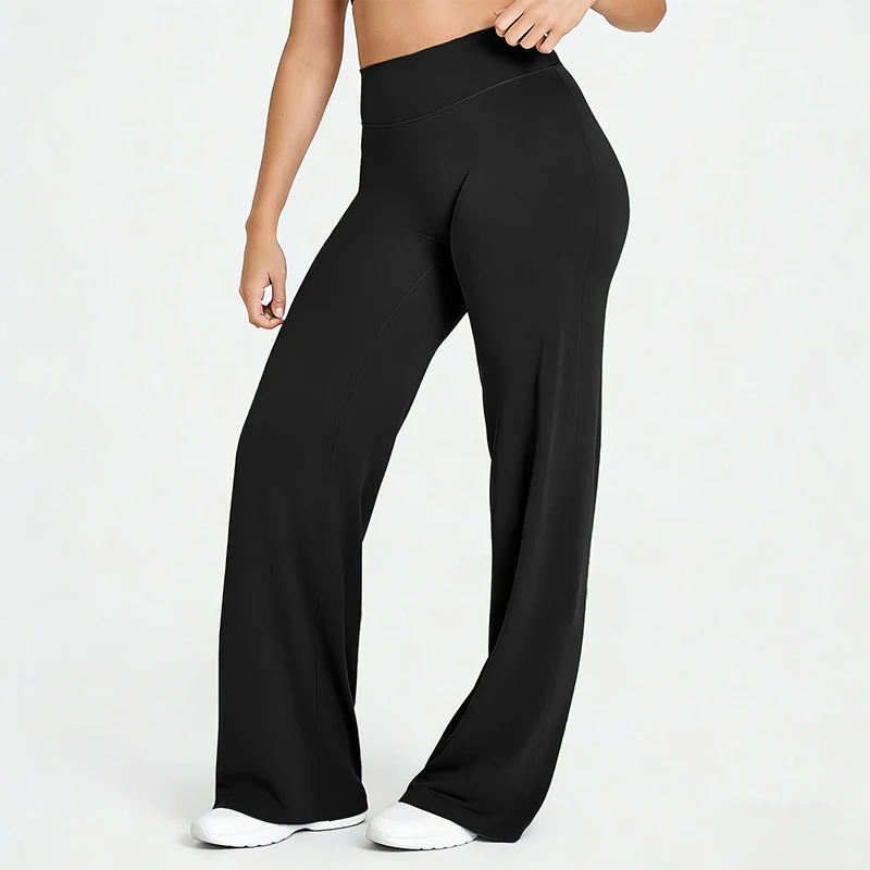 Softmotion مستقيم الساق السراويل قيعان النساء فضفاضة الترفيه موضة واسعة الساق بنطلون عارية يشعر زبداني لينة يغطي الرجل #4