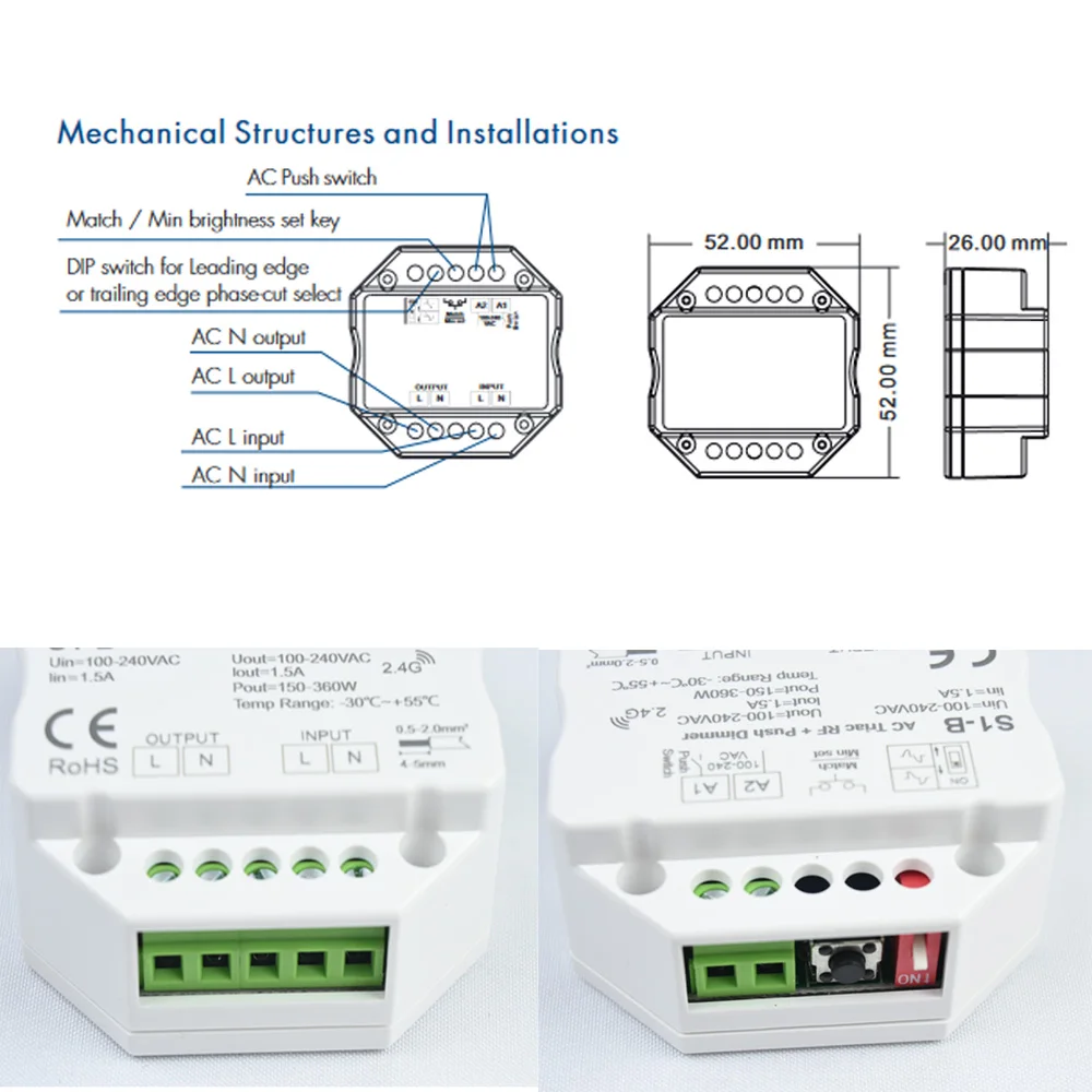 Imagem -06 - Interruptor de Controlador de Luz Led Painel de Toque de Zonas Wifi ca Triac Dimmer 110v 220v 230v Tuya Smart Life App Alexa Google Home