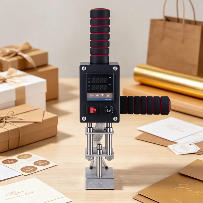 Handheld temperature controlled copper mold hot stamping machine for embossing logos on wooden leather and plastic cakes
