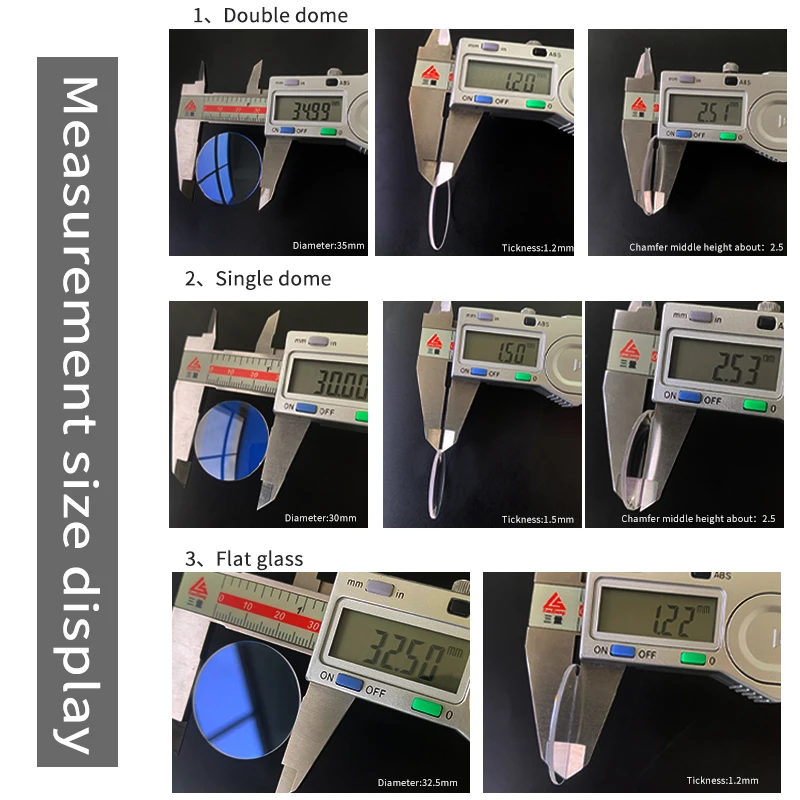 Custom Sapphire Mineral Crystal Wholesale Watch Glass Blue AR Clear Red AR-Coating Flat Single Double Dome Top Square Size Parts