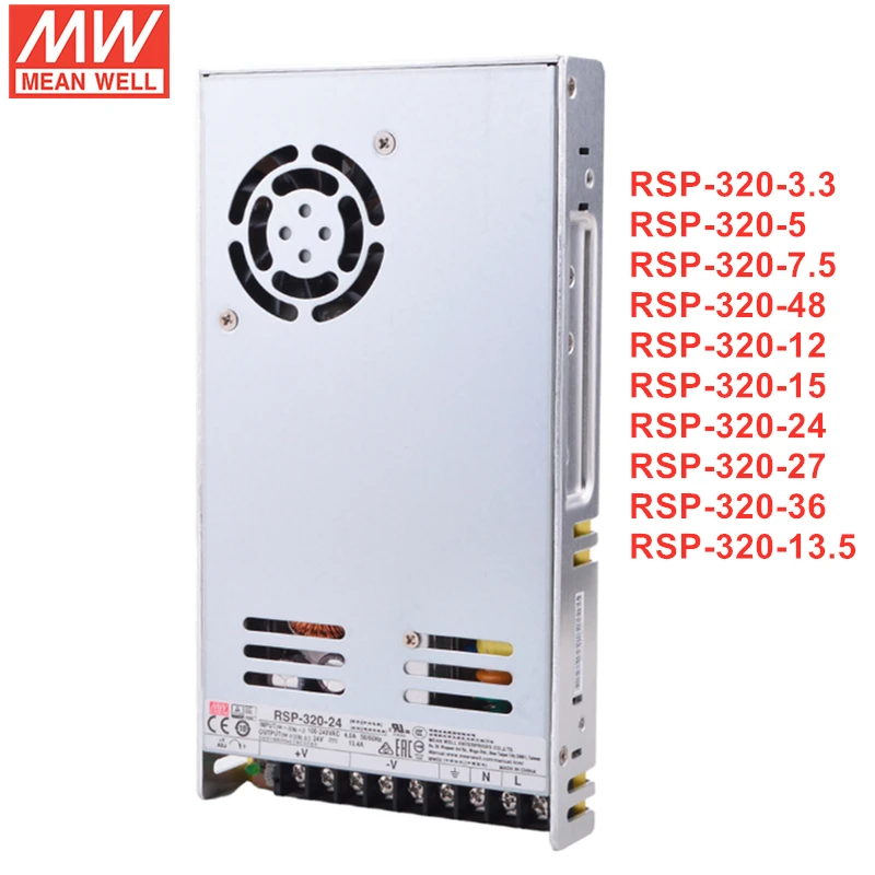 MEAN WELL RSP-320 Series 320W Single Output Power Supply With PFC Function RSP-320-3.3/5/7.5/12/15/24/27/36/48V