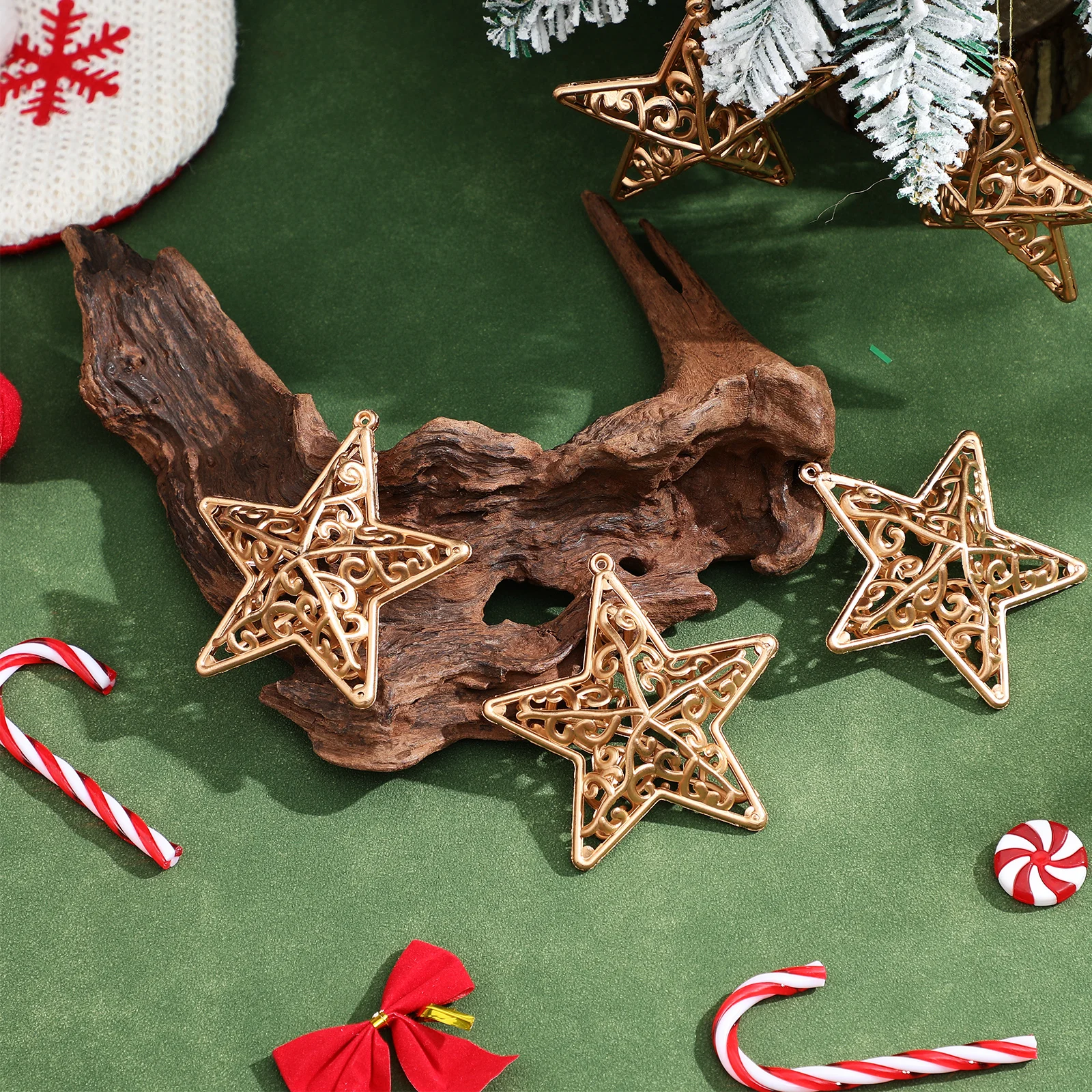 

18Pcs Sparkle Star Ornaments 3D Glitter Five-Pointed Hanging Decor for Christmas Tree Home Holiday Setup Christmas Tree Star