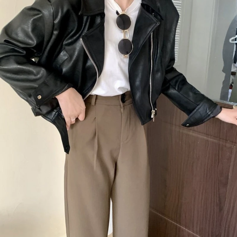 

European Style Women's Furry PU Leather Jacket 2025 Autumn New