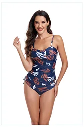 Bañador con abertura para mujer, traje de baño de talla grande con estampado sexy europeo y americano, tankini, novedad de 2024