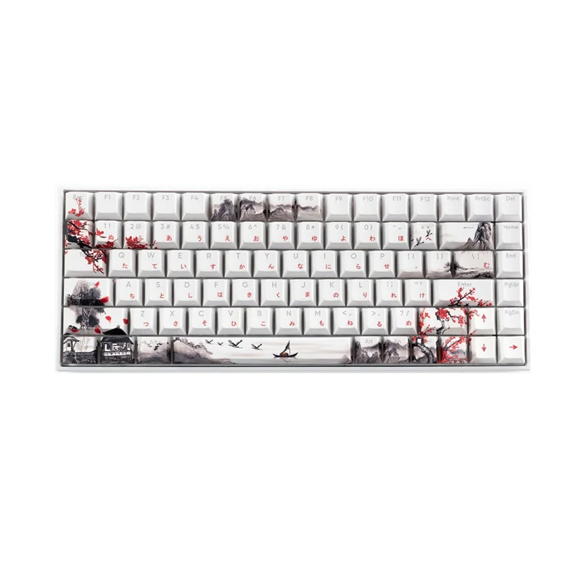 

Механическая клавиатура для геймеров, переключатели Dye-Sub Cherry MX, 127, колпачки для клавиш из ПБТ, японский набор колпачков для ключей с цветком сливы