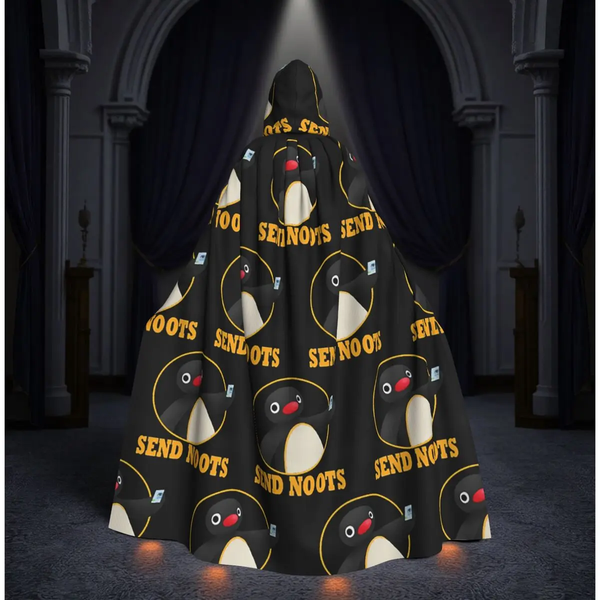 

Длинный плащ с капюшоном Pingu Pinga Penguin TV, костюм ведьмы, средневековый костюм, накидка для косплея, плащ на Хэллоуин, унисекс для взрослых