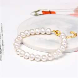 Baroque White Pearl Chain Bracelet Hot Sale Natural Freshwater Pearl Bracelet Elegant Classic Jewelry Gift For Women Girlfriend