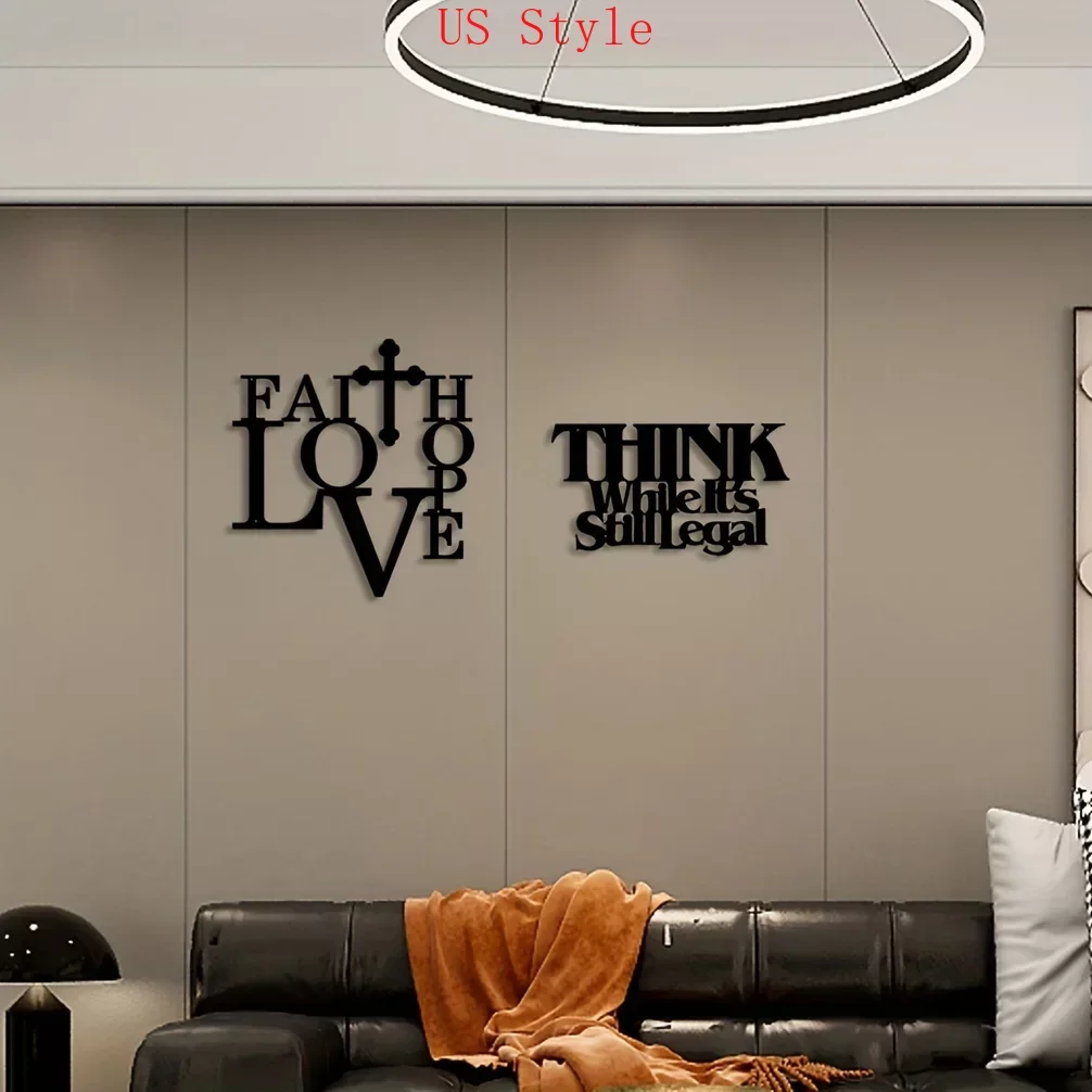 

Creative Metal Round Mural Modern Fashion Home Decor Wrought Iron Metal Inspirational Slogan Wrought Iron Wall Hanging decor Gar