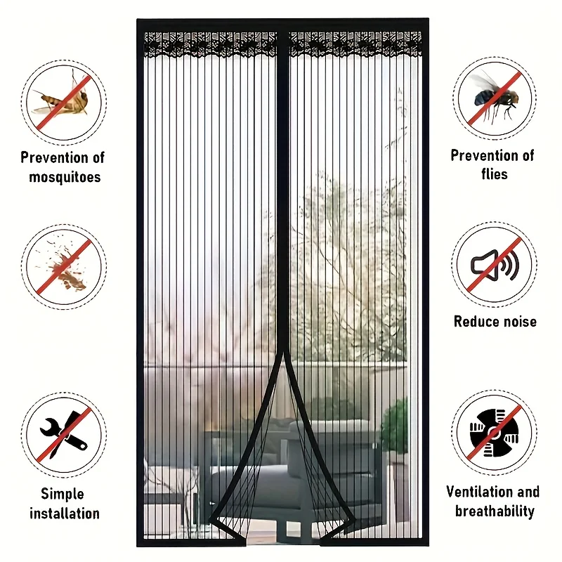 Magnetic Mosquito-Repellent Door Curtain, Soft Mesh Door for Summer, Suitable for Bedroom, Living Room Comes with Adhesive Tape.