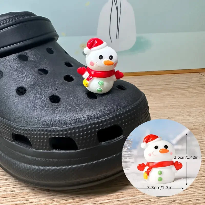 Single Festive Christmas Shoe Decorations ABS Santa Snowman Tree Holiday Decorative DIY Resin Clogs Accessories Xmas Gifts