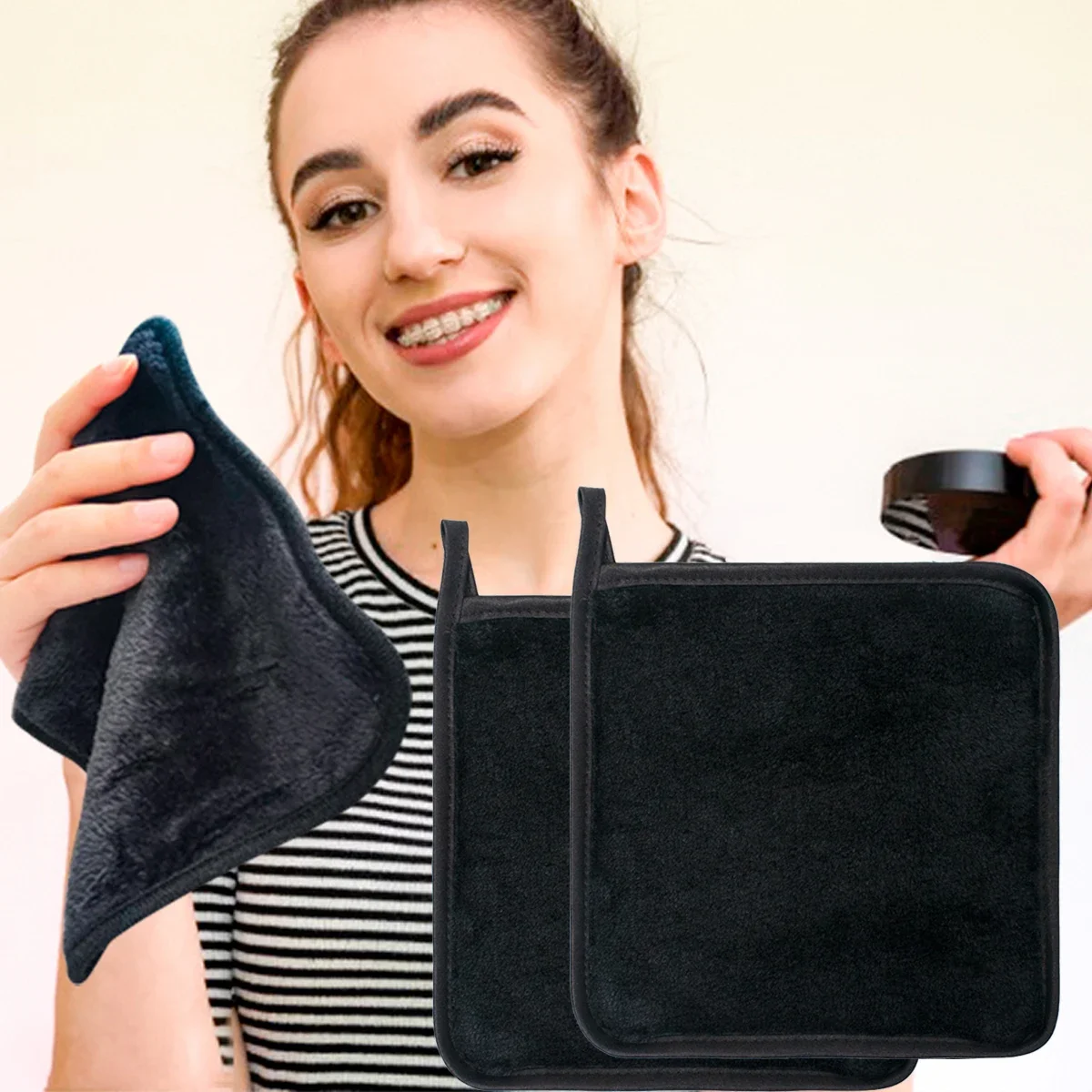 2PCS Microfiber Face Cloths Reusable Makeup Remover Cloth Makeup Towels Face Deep Cleaning Pads Skincare Beauty Tools