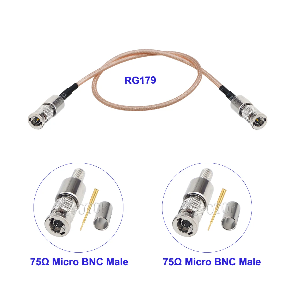 1Pcs HD BNC RG179 Cable 75 Ohm Micro BNC Male to Micro BNC Male Plug Mini BNC Connector RG-179 Cable Adapter for HD Video Camera