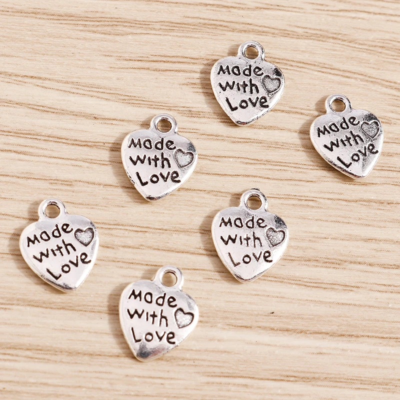 50 sztuk 10x12mm śliczne stop Love Heart Charms wisiorki do tworzenia biżuterii spadek kolczyki naszyjniki bransoletki DIY akcesoria rzemieślnicze