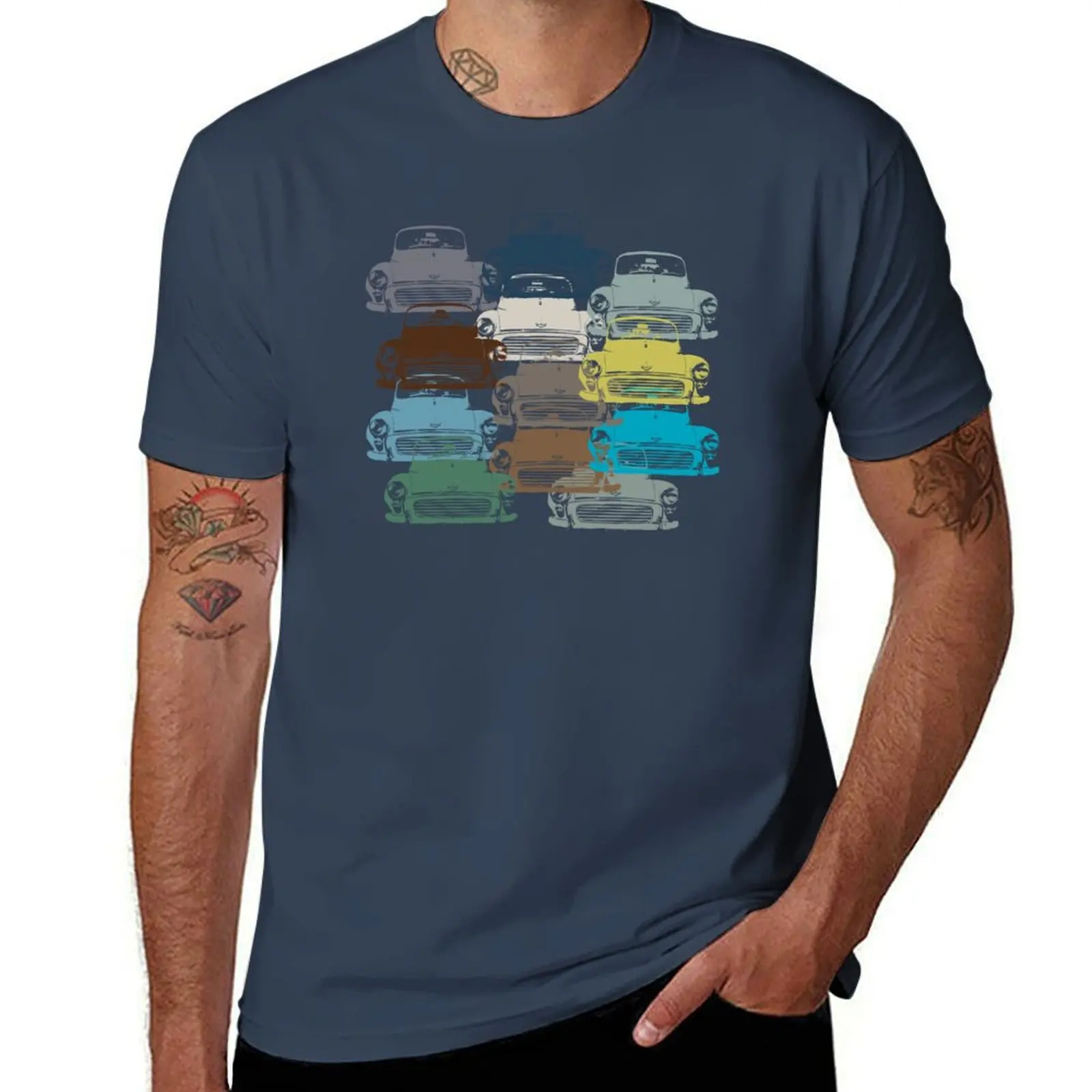 

Morris Minor 1950s-1960s British classic car paint shades T-Shirt mens graphic t shirts man t shirts for men T-Shirt