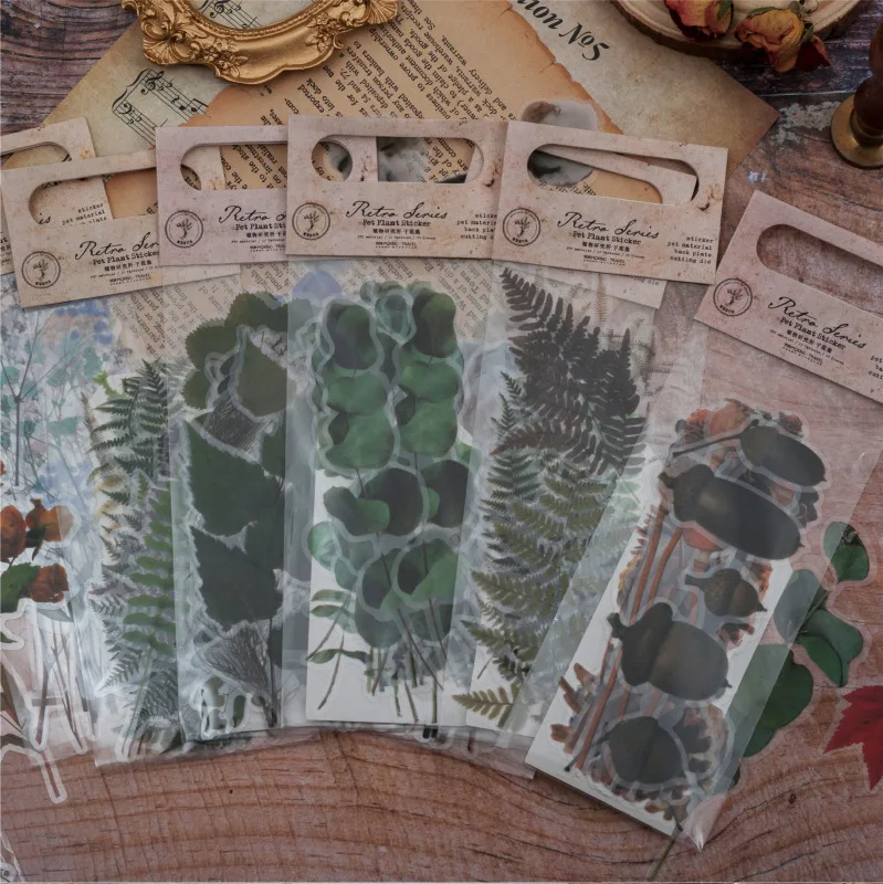 20 Stück/Packung Getrocknete Blumen Serie PET-Aufkleber-Set Ästhetische Kreative Sticker für Tagebuch Scrapbooking DIY Basteln
