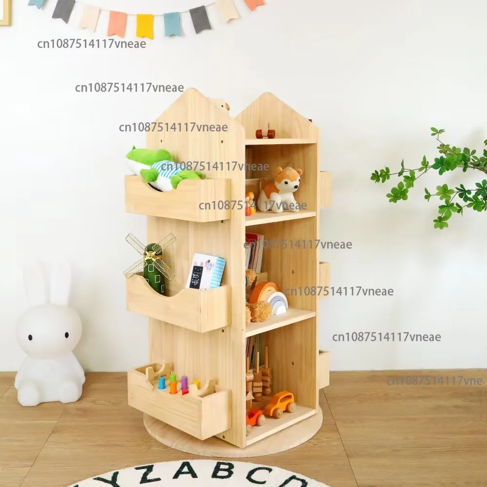 Solid Wood Toy Storage Rack Floor-Standing Multi-Functional Reading Stand Eco-Friendly Storage Containers