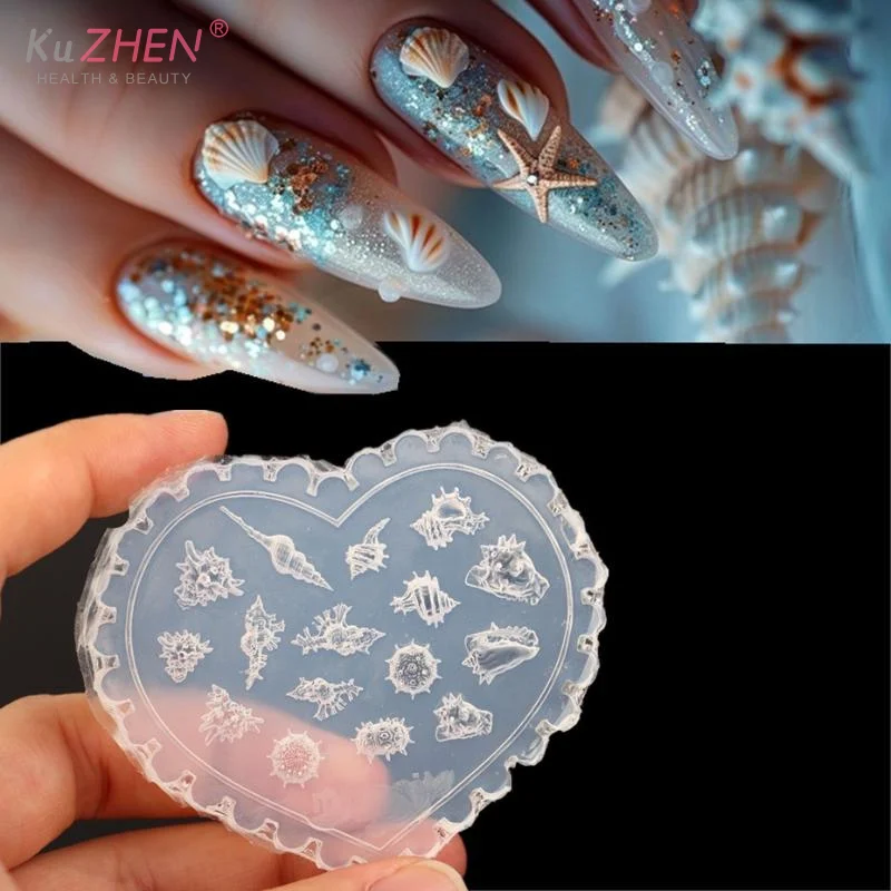 Moule 3D en Silicone pour décorations d'art d'ongle, bricolage, modèles de conception de conque, moule pour ongles, bijoux artisanaux, outil de moule pour ongles transparents