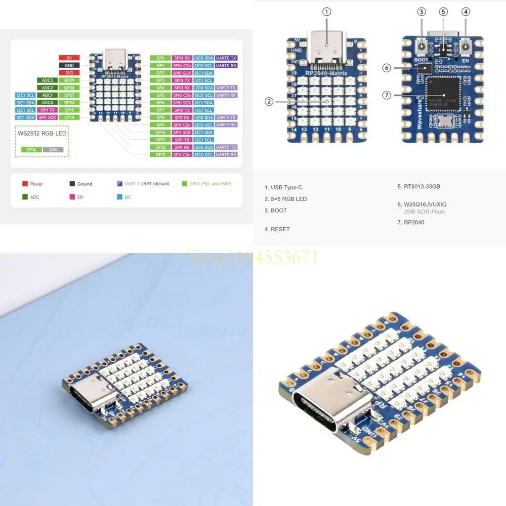 

Best Seller Compact RP2040 Raspberry Microcontroller Board Featuring 5x5 USB1.1 with Devices and Host Support