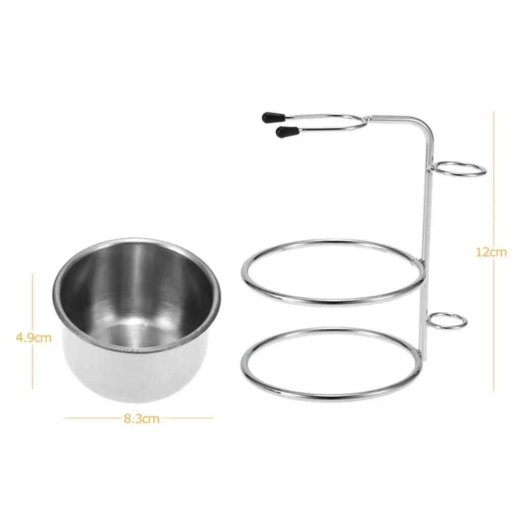 Ciotola da barba in metallo + supporto per rasoio / porta pennelli da barba - Kit