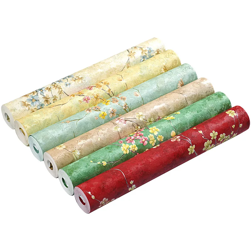 New Chinese Zen Style Wallpaper Red Non Self Adhesive No Glue for Tea Room Hotel Restaurant Vintage China Design