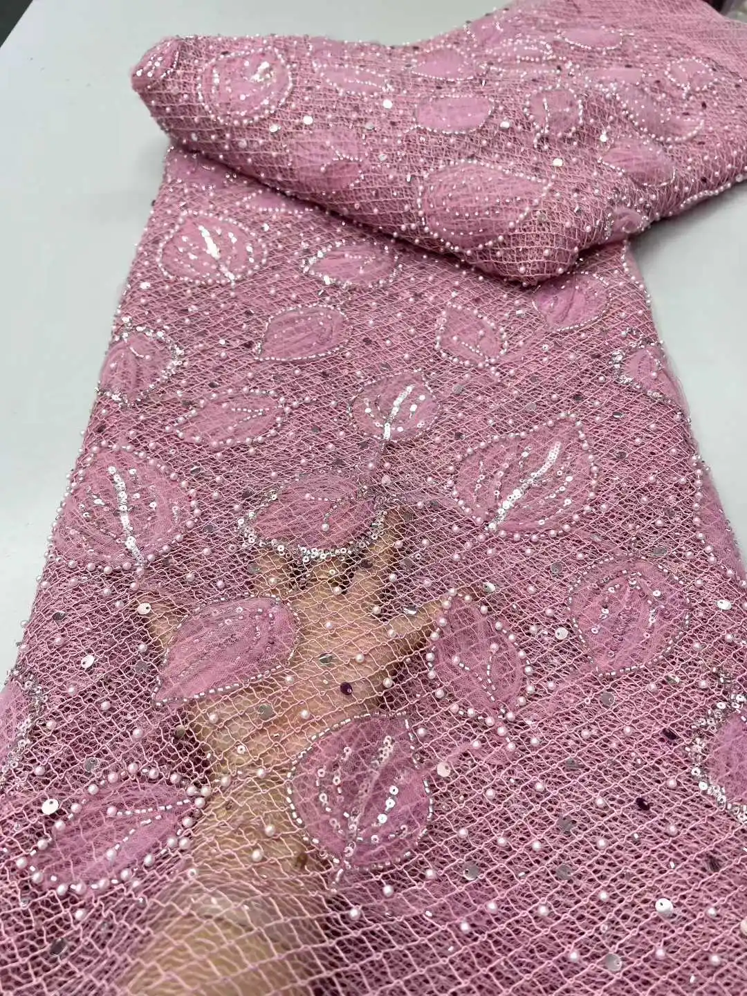 أحدث قماش دانتيل تول مطرز فرنسي لعام 2025 أقمشة دانتيل شبكية أفريقية عالية الجودة مع ترتر لفساتين السهرة