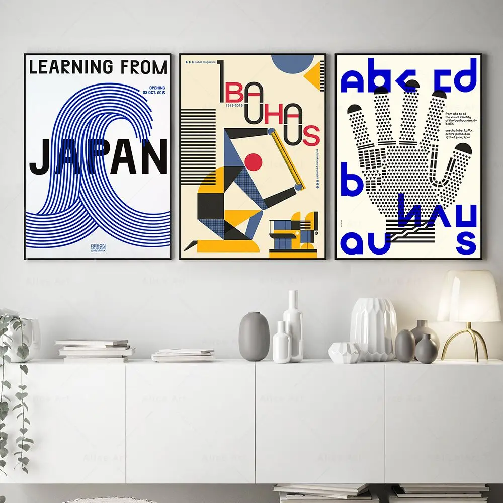Vintage Bauhaus Art Prints Bauhaus Exhibition Poster Abstract Geometry Wall Art Canvas Painting Nordic Picture Living Room Decor