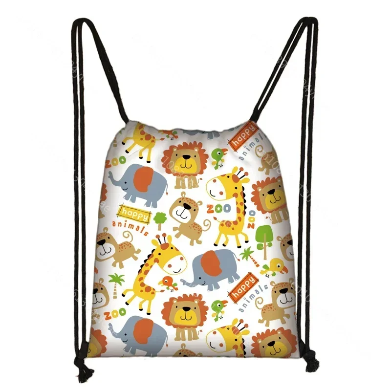 Animal Elephant Lion Tiger Giraffe Backpack Women Rucksack Children School Bags Kawaii Party Drawstring Bags Boys Girls Bookbag