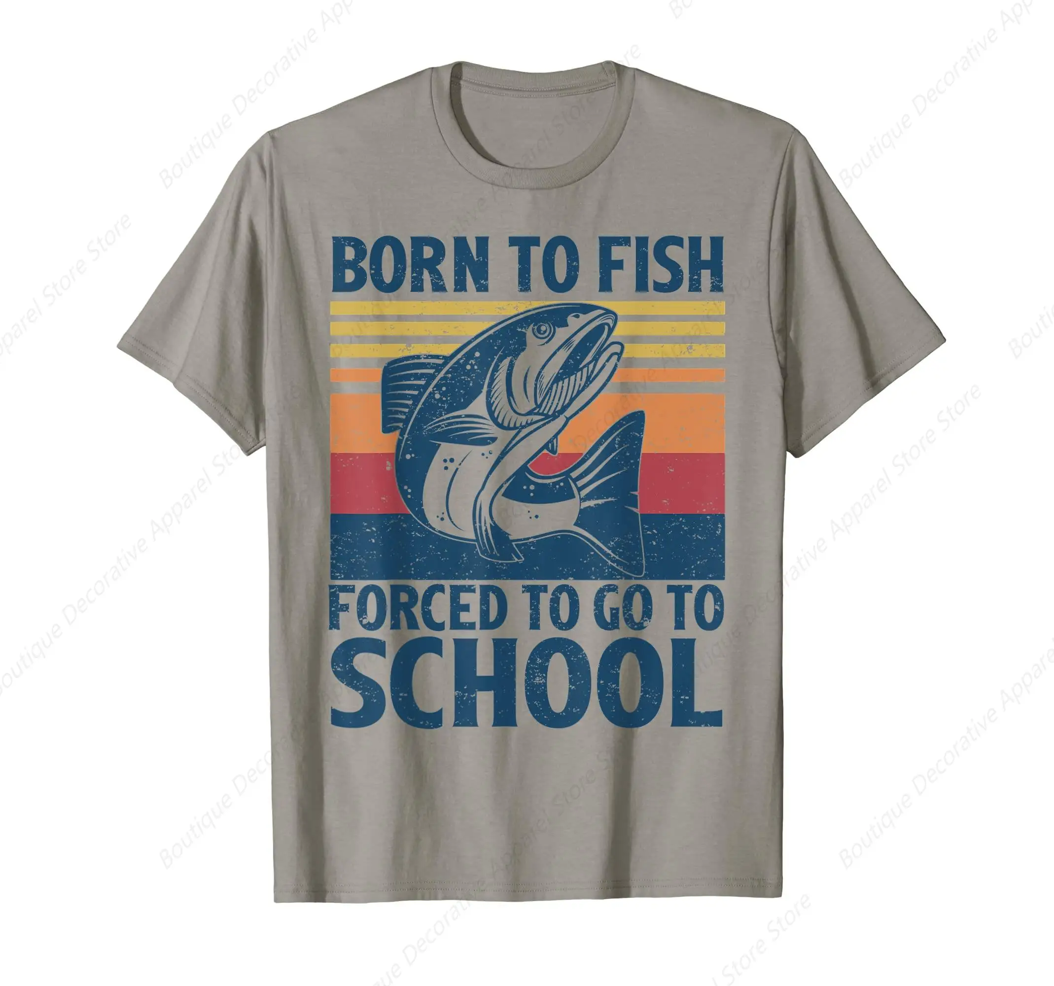 

Born To Fish Forced To Go To School Funny Salmon Fishing T-Shirt