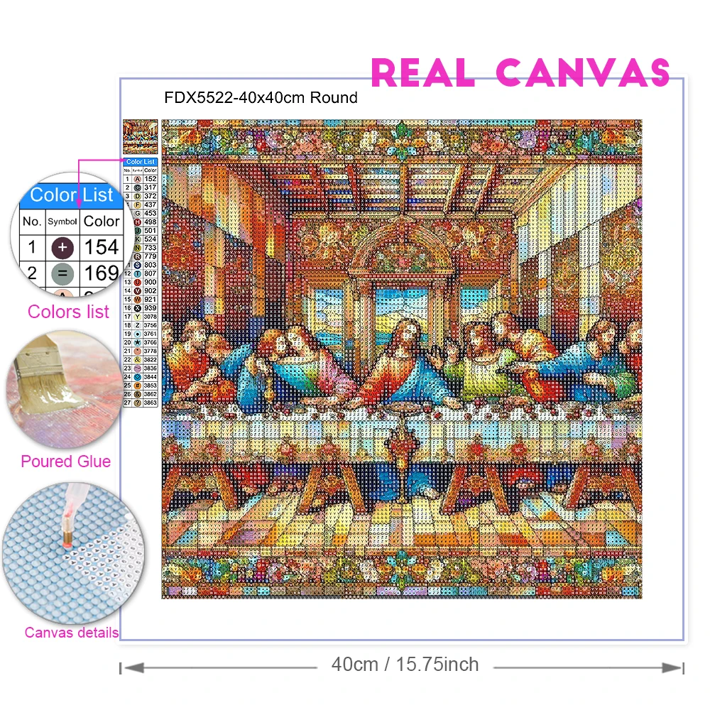 The Last Supper Diamond Art Painting Jesus Christ Full Round/Square Diamond Mosaic Embroidery DIY Wall Decoration Gift