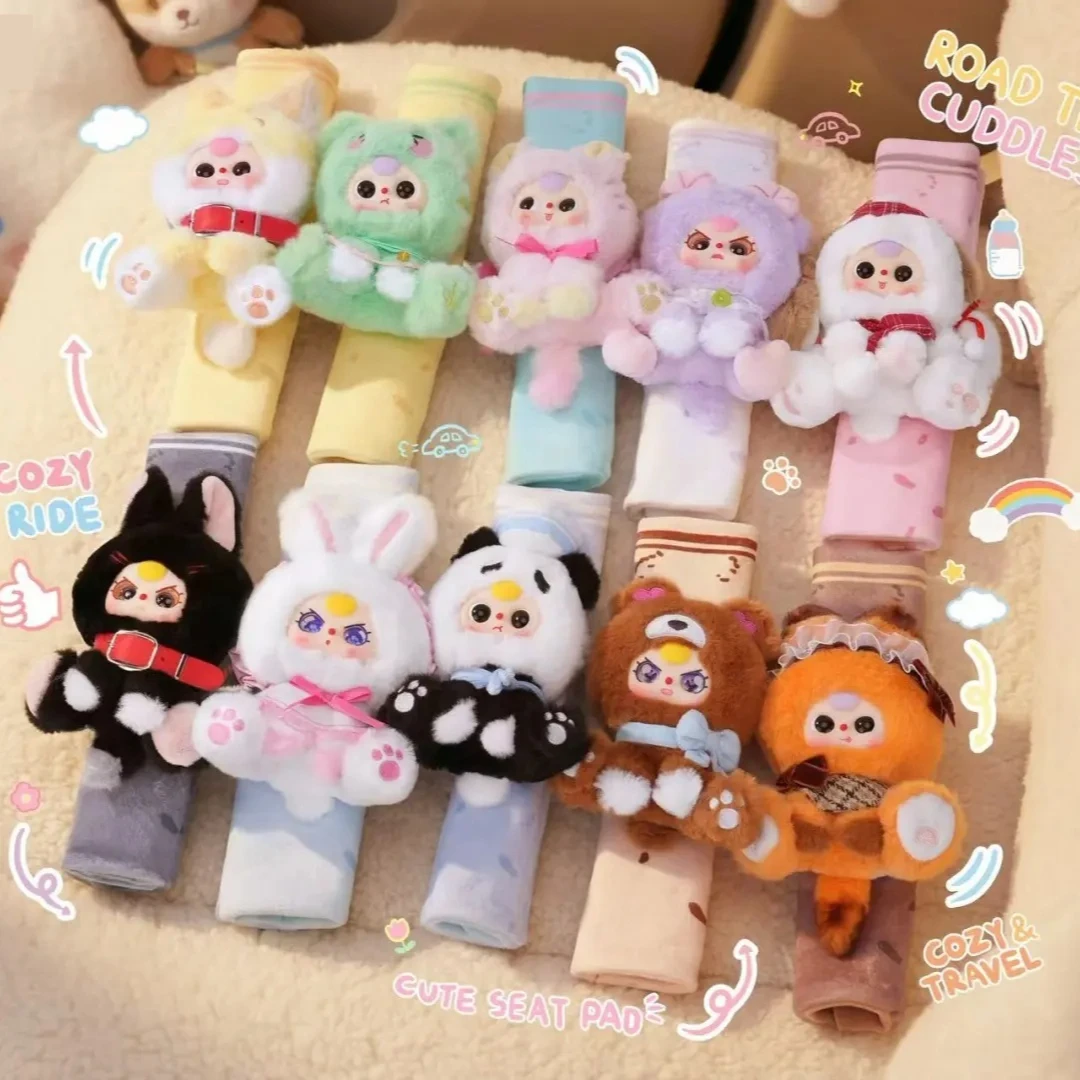 

Baby Three Car Seat Belt Shoulder Pad Plush Blind Box Cute Cover for Vehicle All Season Universal Interior Decor Fans Gift