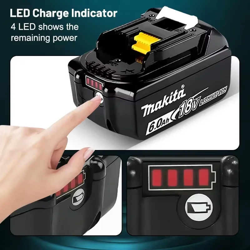 100% original Makita 18V 6.0Ah batería para Makita BL1830 BL1830B BL1840.BL1840B/BL1850 BL1860B batería para herramientas eléctricas 5