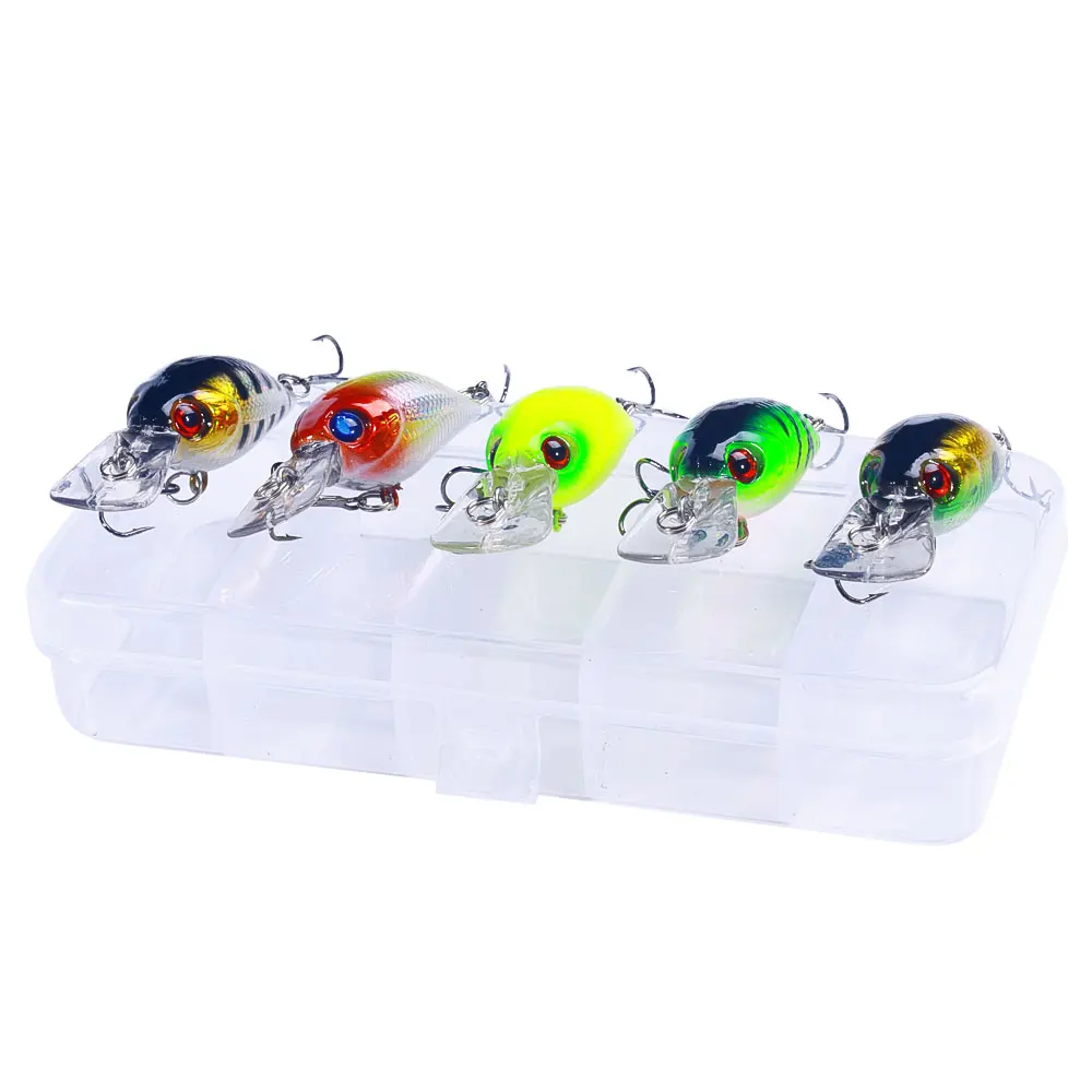 HENGJIA 5pcs/lot Fishing Lures Kit Plastic Crank Bait 4.2g/5cm Wobblers Crankbait Tackle Bass Bait Spinners for Fishing