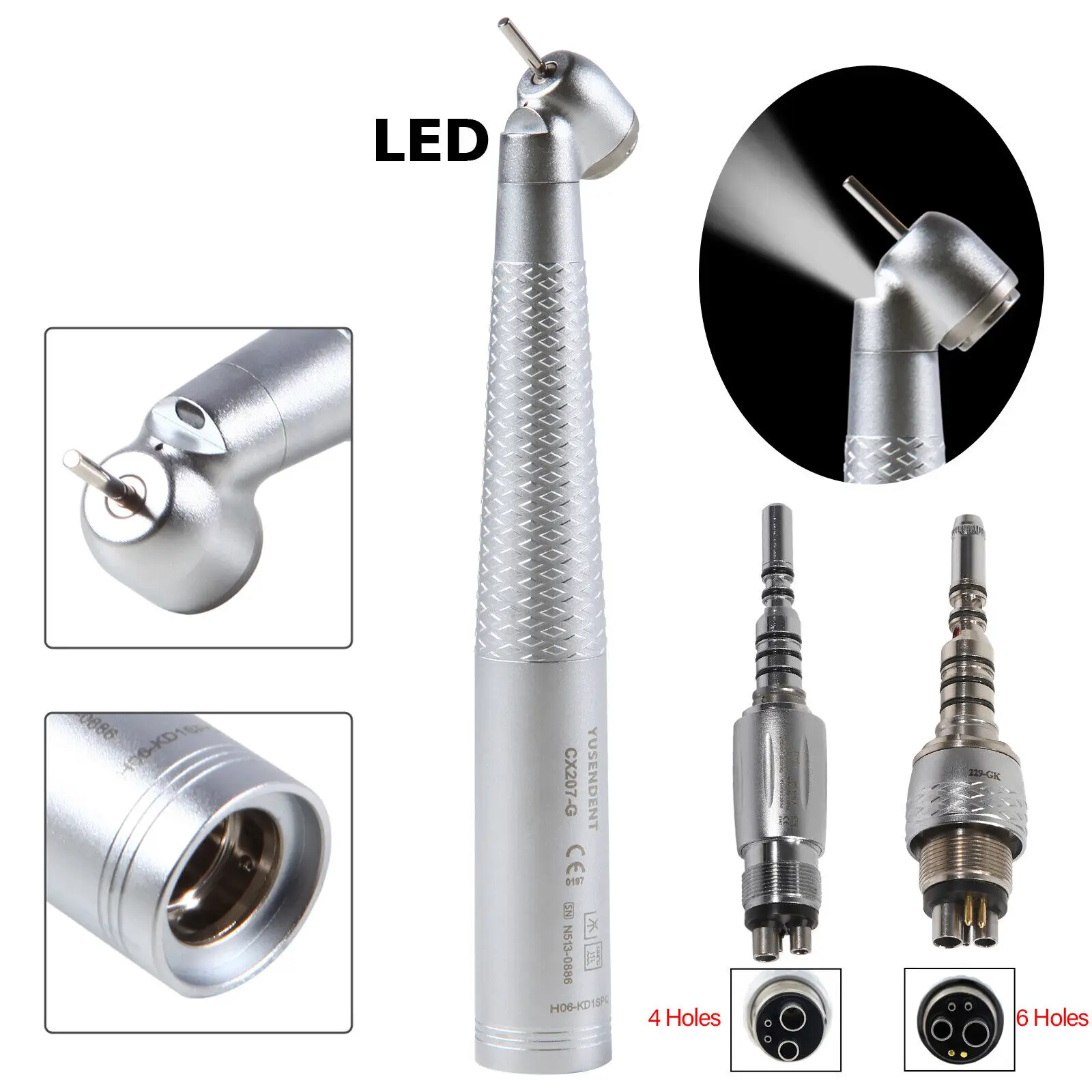 COXO Dental Fiber Optic High Speed Handpiece 45 Degree for KAVO MULTIflex LED Coupler 4/6Hole