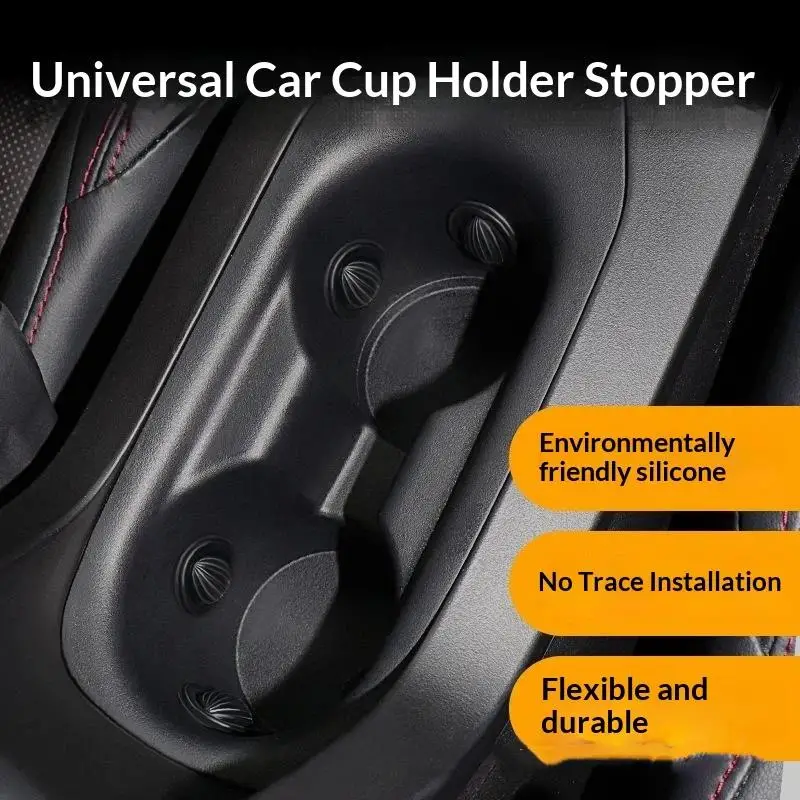 Non-Slip Car Cup Holder Silicone Pad Shockproof Water Cup Groove Limiter Easy to Clean Universal Auto Interior Decor Accessory