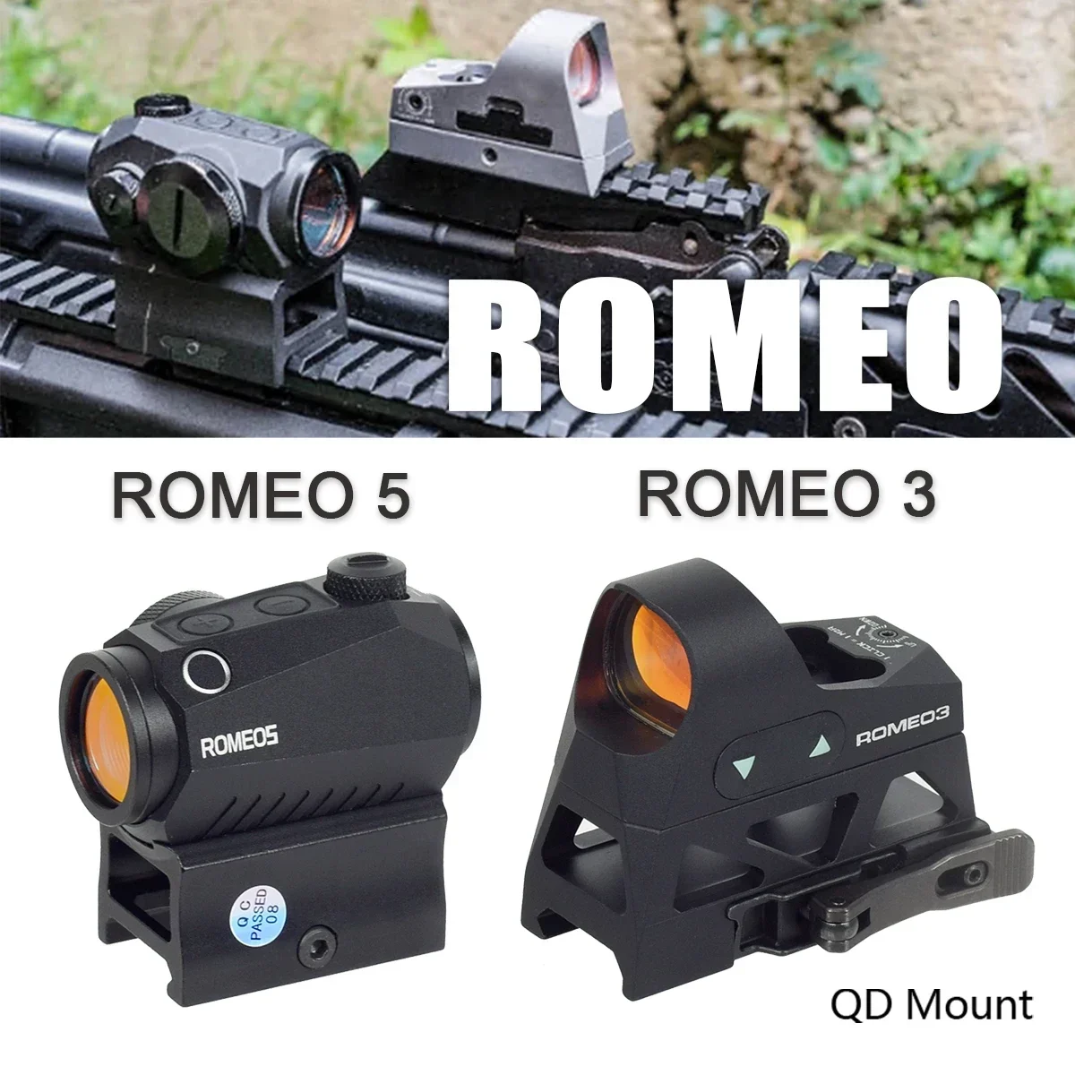 

Airsoft ROMEO3 ROMEO5 Optics Red Dot Sight Scope 20mm AR15 M4 Riflescope QD 1.41 Riser Mount Trijicon RMR Reflex Holographic