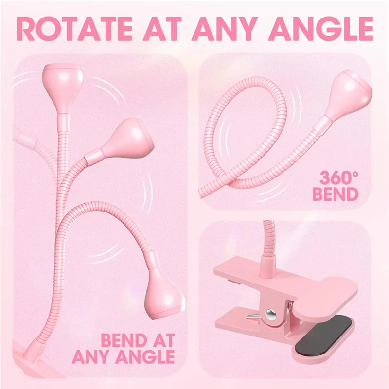 AT02-3W Lampada per unghie a LED Lampada polimerizzante per smalto gel UV Lampada polimerizzante per smalto gel portatile rosa alimentata tramite USB a collo di cigno flessibile