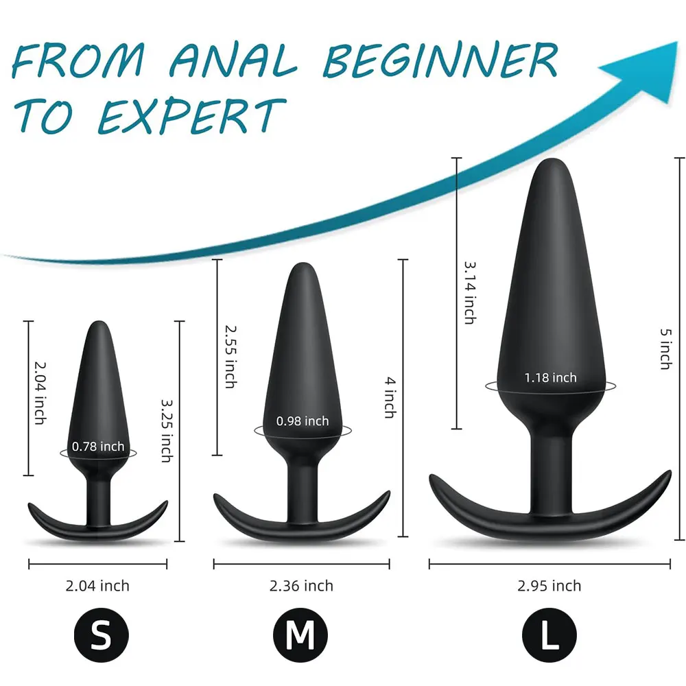 Silicone Anal Plug 3 Size Butt Plugs Training Set for Beginners Prostate Massage Anus Dilator Anal Ball Sex Toys for Couples