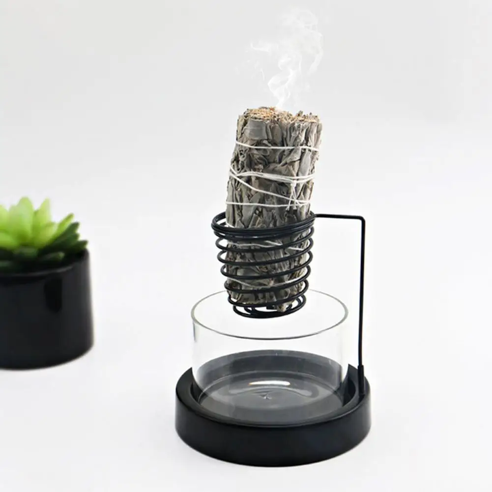 1 Pc Palo Santo Holder Metal Glass Incense Burner For Burning Palo Santo Salvia Incense Holder With Non-Slip Base For Meditation