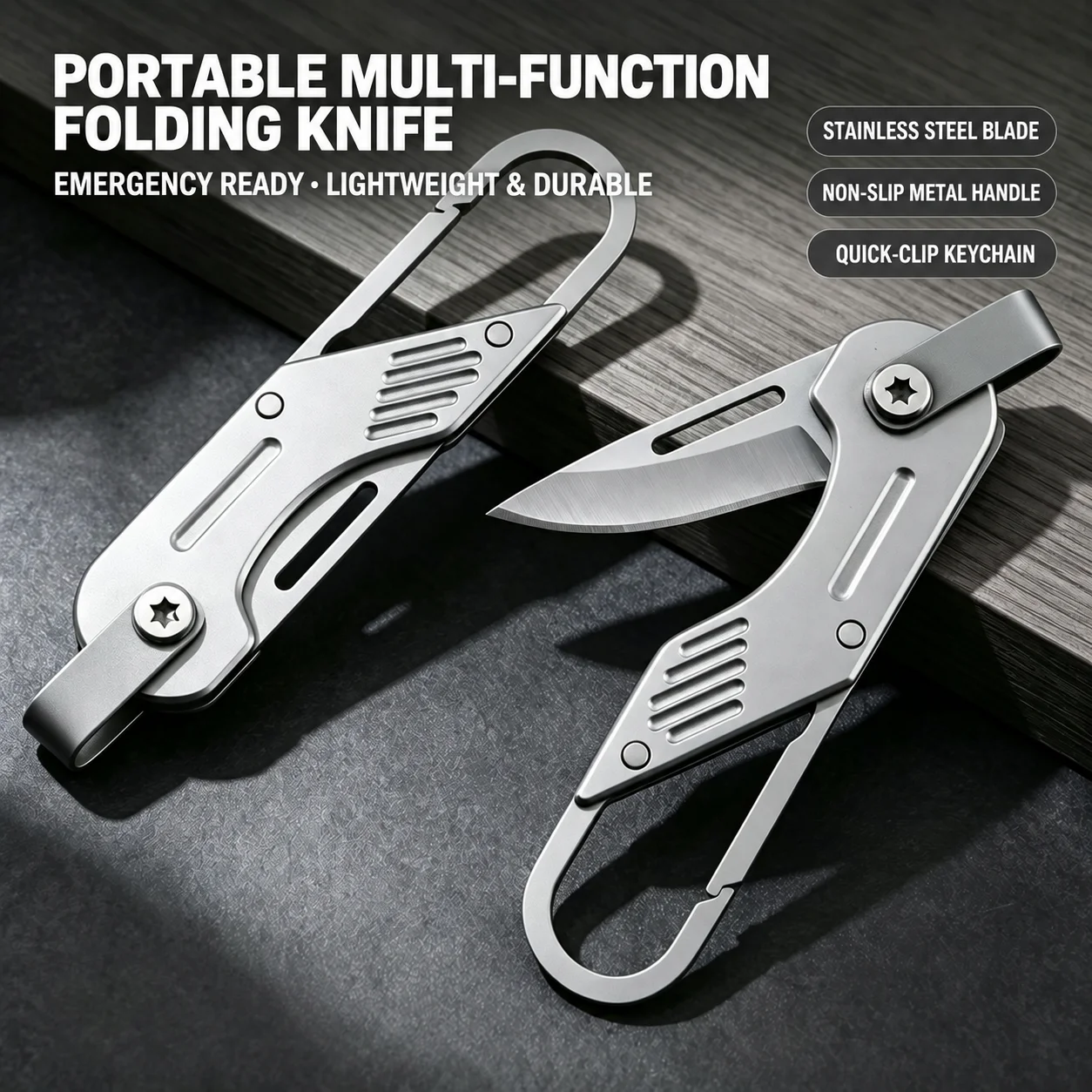 Mini Folding Stainless Steel Knife Keychain Portable Pocket Fruit Knife Cutting Tool Travel Express Open Box Knife EDC Tool