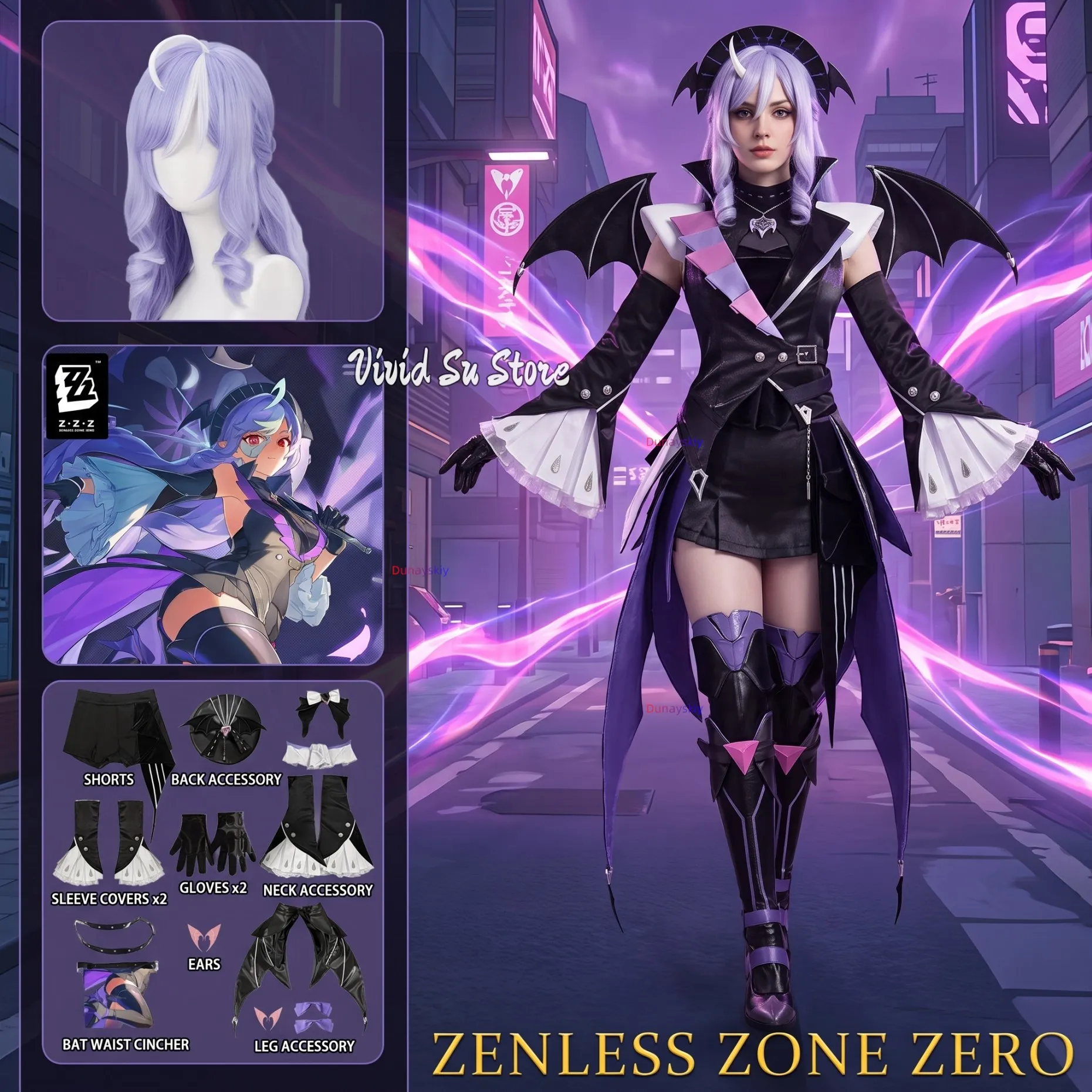 Accessoires Métalliques de Cosplay Vivian Zenless Zone Zero, Costume de Cosplay Vivian Banshee ZZZ, Vêtements de Jeu de Rôle de Personnage de Jeu de Tir